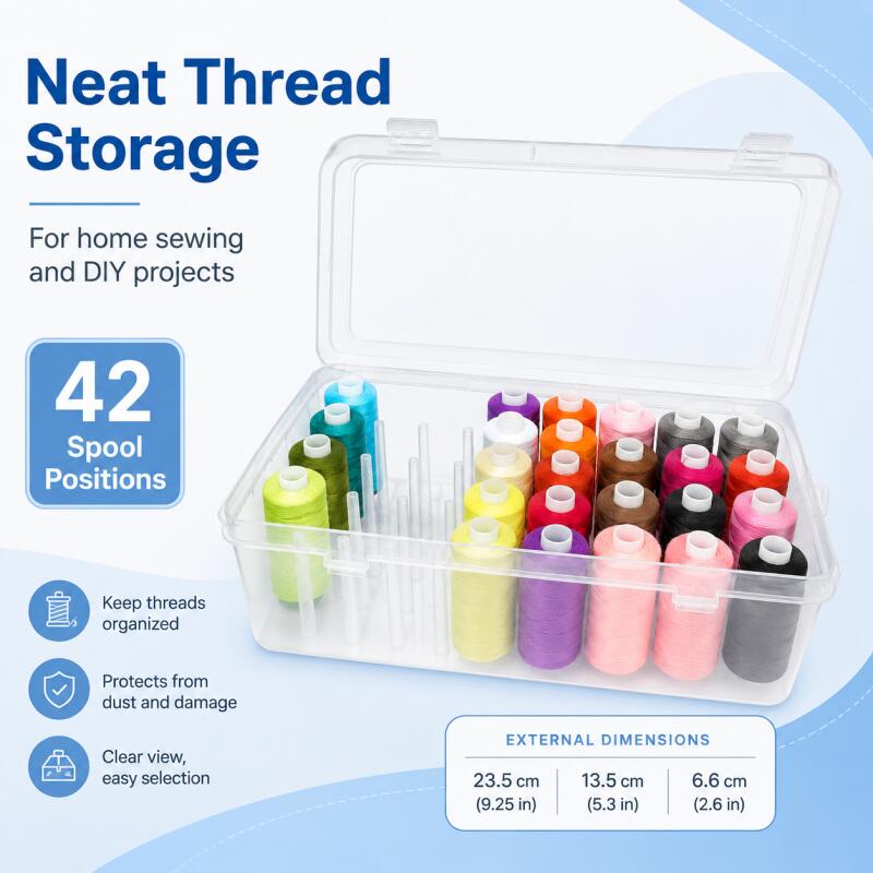 Bobbin Organizer Box - กล่องเก็บด้ายเย็บผ้า 42 ม้วน กล่องใส่หลอดด้าย กล่องเก็บอุปกรณ์งานฝีมือ