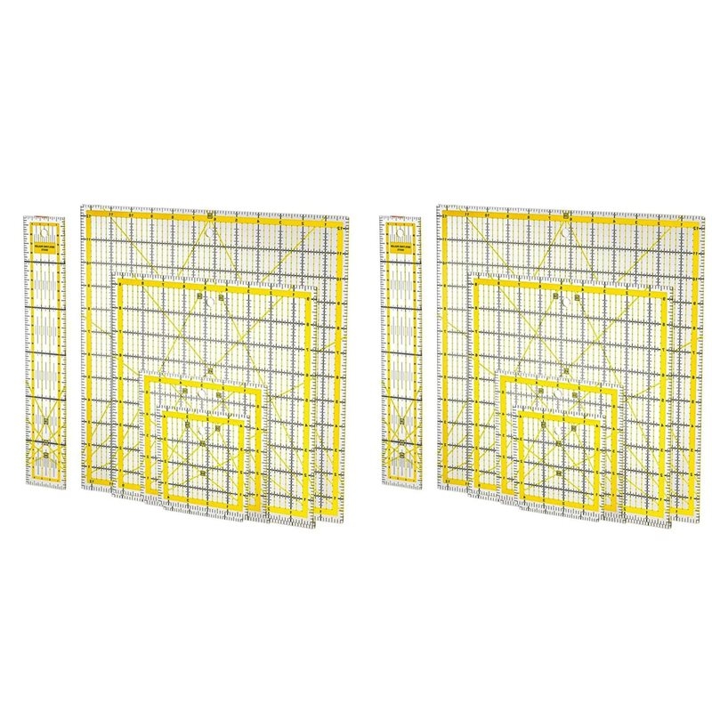 Quilting Ruler Square - ชุดไม้บรรทัดอะคริลิกสำหรับงานควิลท์ 10 ชิ้น, ไม้บรรทัดอะคริลิกทรงสี่เหลี่ยมสำหรับงานควิลท์, ไม้บรรทัดตัดผ้า, ไม้บรรทัดอะคริลิกพร