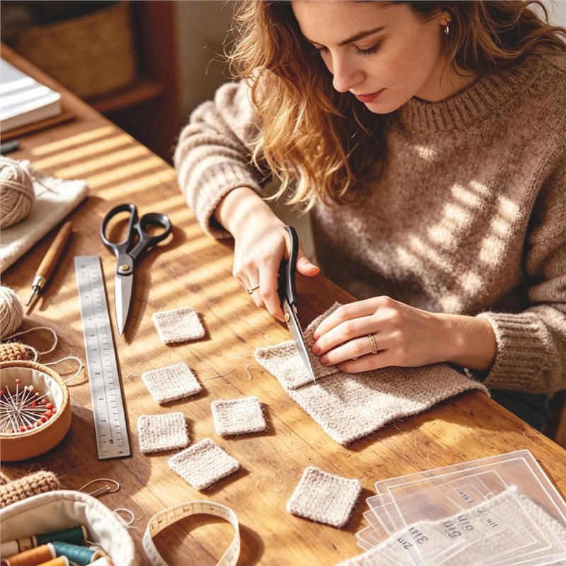 Quilting Ruler Square - ไม้บรรทัดอะคริลิกใสทรงสี่เหลี่ยม 8 ชิ้น สำหรับงานควิลท์ แม่แบบตัดเย็บ และคู่มือการตัดผ้าสำหรับงานฝีมือ